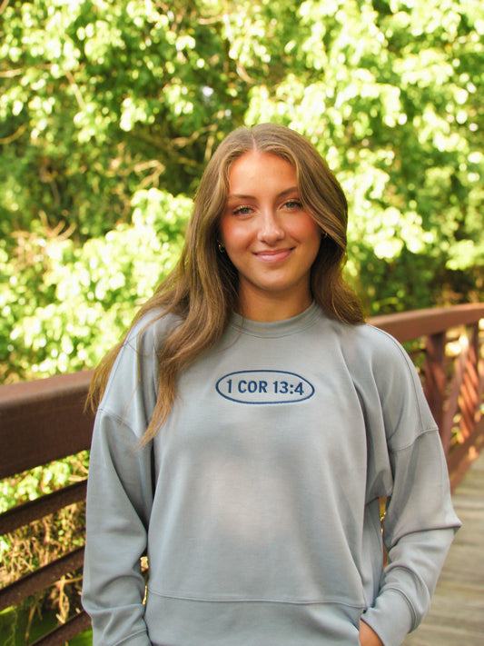 1 Corinthians 13:4 Crew in Slate Blue
