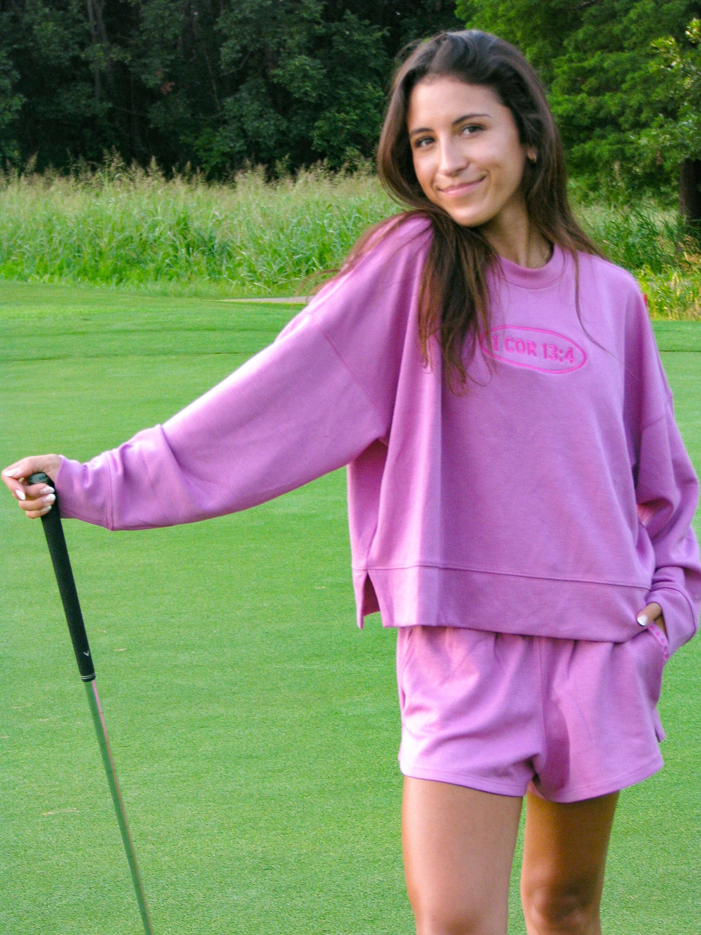 1 Corinthians 13:4 Shorts in Pink